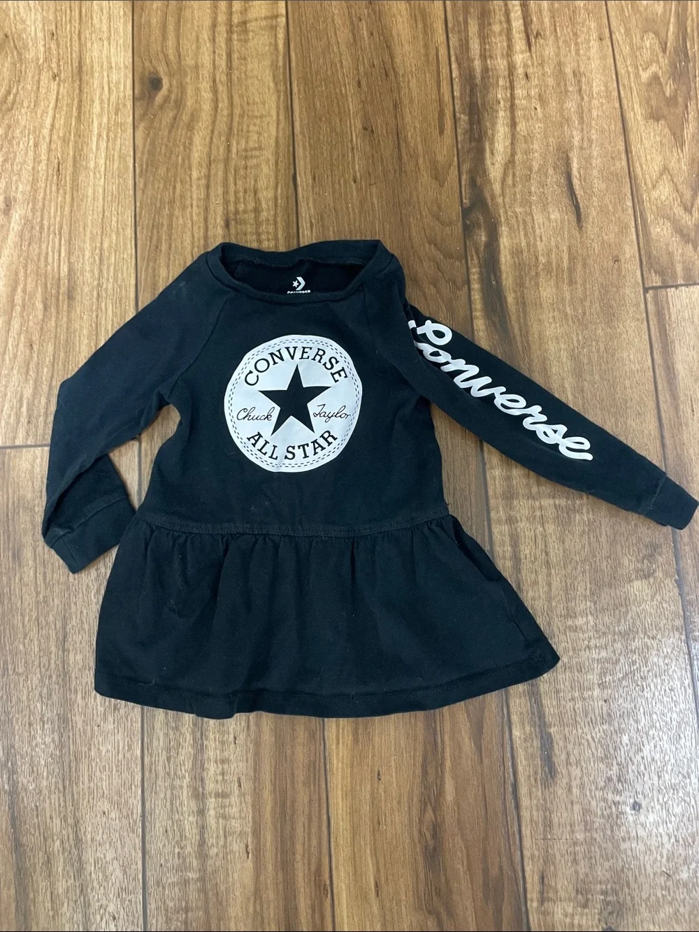 Converse Black Long-Sleeve Chick Taylor All Star Peplum Baby 24 Months Dress